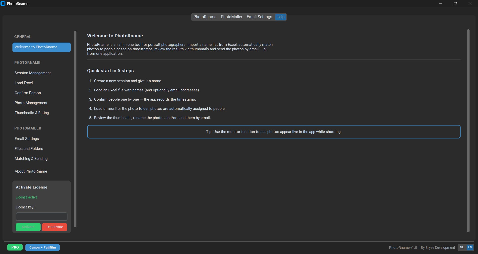 Ingebouwde handleiding en licentie